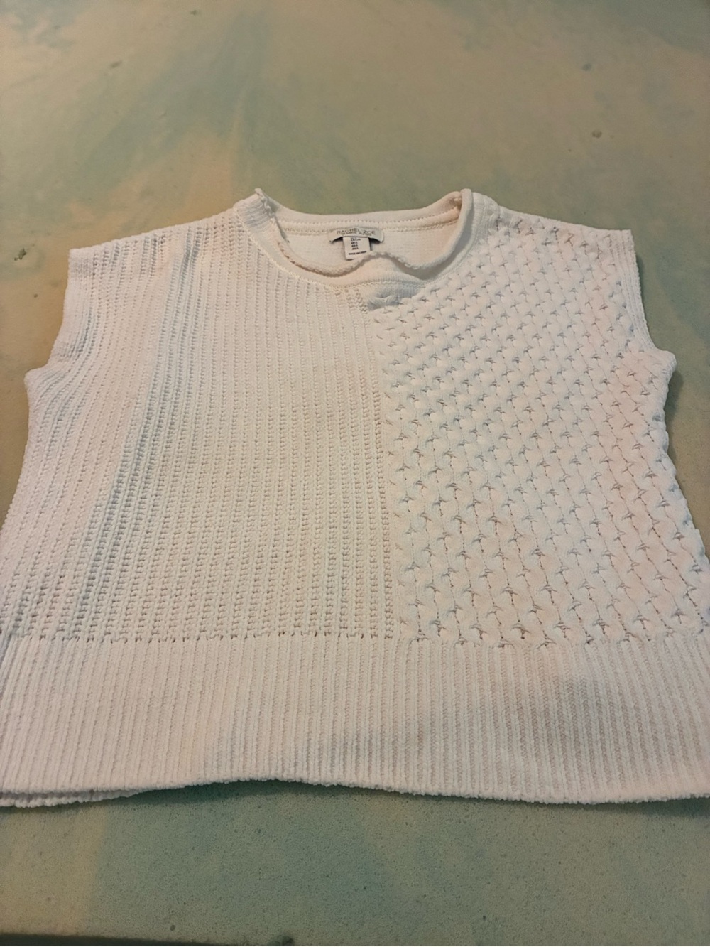 Rachel Zoe Cream Textured Knit Sleeveless Tank